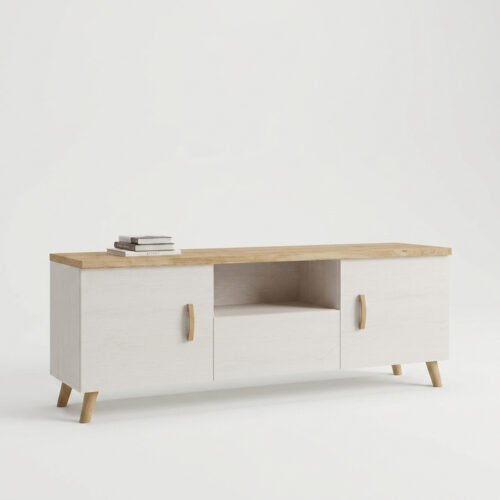 BAJO-TV-180 MUEBLE BAJO TV NÓRDICO BICOLOR
