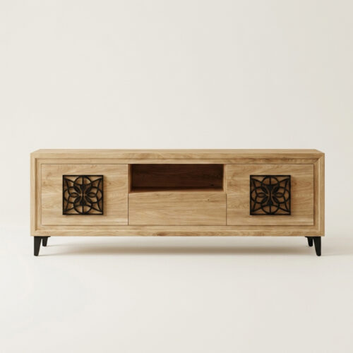 MUEBLE BAJO TV MODERNO CON TIRADOR DECORATIVO MANDALA