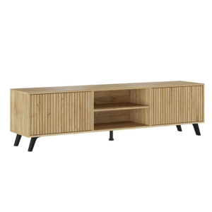 C029_SLBAJO_MVR MUEBLE BAJO TV COLOR MAUVELLA CON DETALLE RAYADO