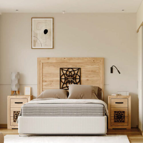 DORMITORIO-599-95-GEOMETRIC DORMITORIO NORDIC GEOMETRIC CABECERO Y DOS MESITAS