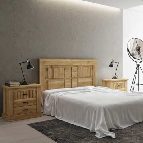 DORMITORIO NATURAL DESIGN CABECERO Y DOS MESITAS