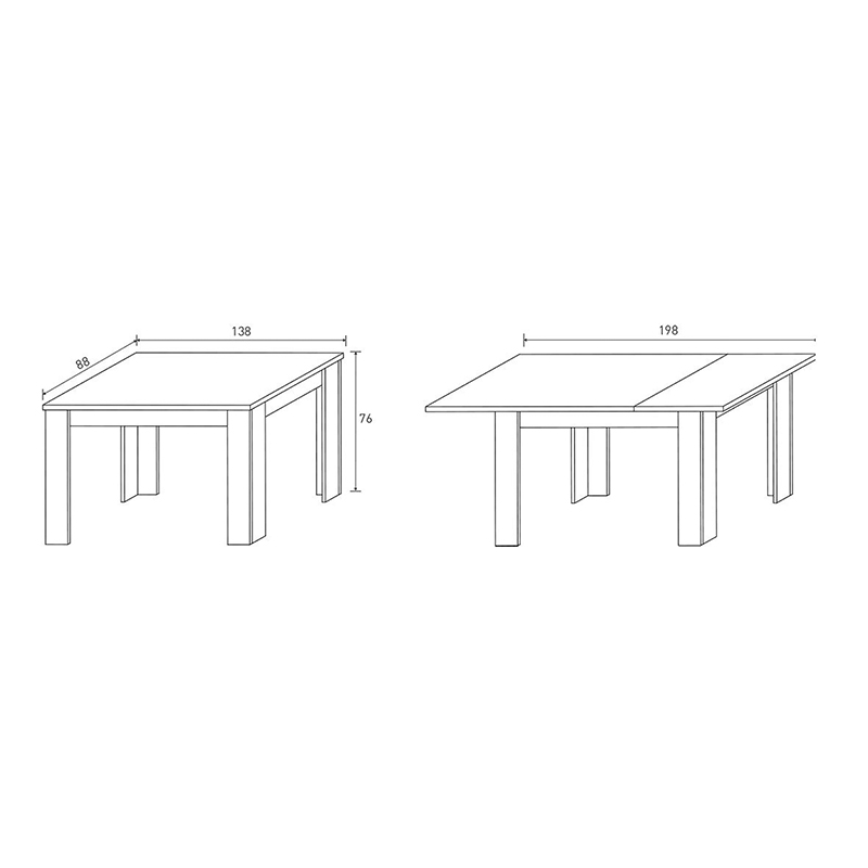 FUCOR_medidas MESA DE COMEDOR EXTENSIBLE FUCOR - DISEÑO VERSÁTIL