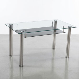 MESA DE COMEDOR ZOMPRA - CRISTAL Y ACERO