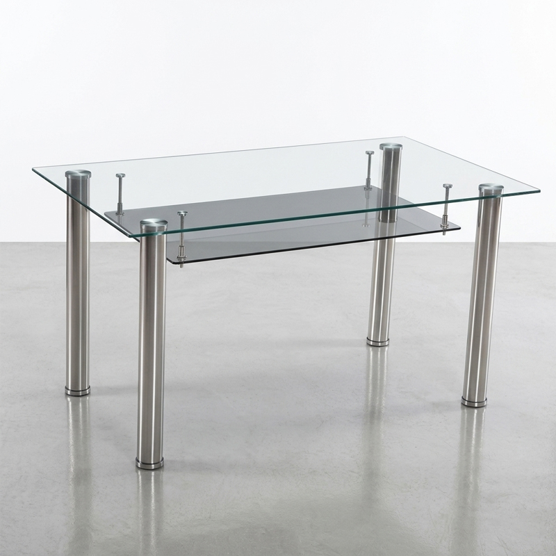 MESA DE COMEDOR ZOMPRA - CRISTAL Y ACERO