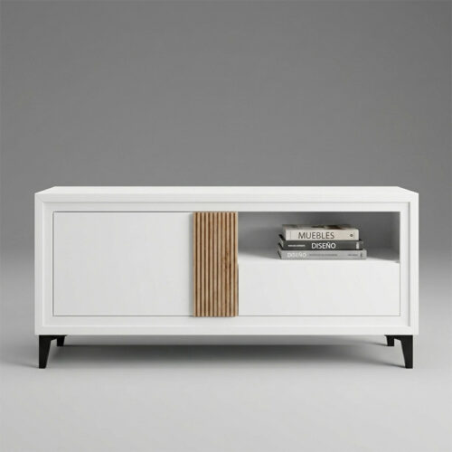 MUEBLE BAJO TV CON DETALLE DE LISTONES EN RELIEVE