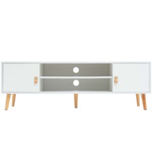 2-BAJO-TV-1 MUEBLE BAJO TV NÓRDICO - ACABADO BLANCO MATE Y PINO NATURAL