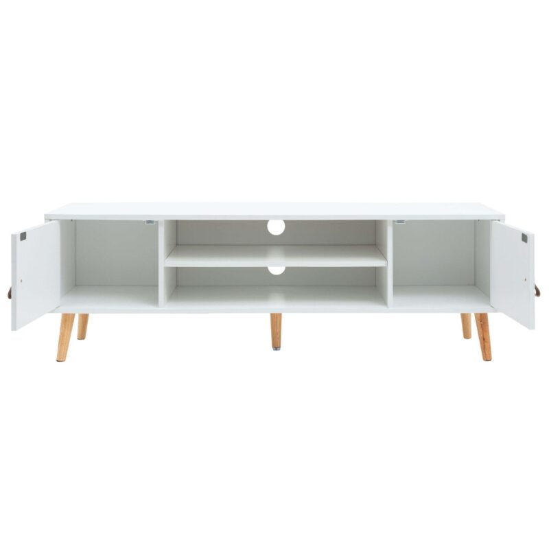 2-BAJO-TV-2 MUEBLE BAJO TV NÓRDICO - ACABADO BLANCO MATE Y PINO NATURAL