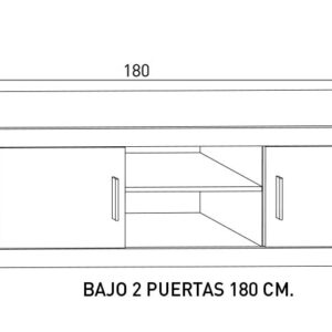 C029_B2P180LARA_medidas MUEBLE BAJO TV 180 CM - DISEÑO MODERNO CON DOBLE COMPARTIMENTO