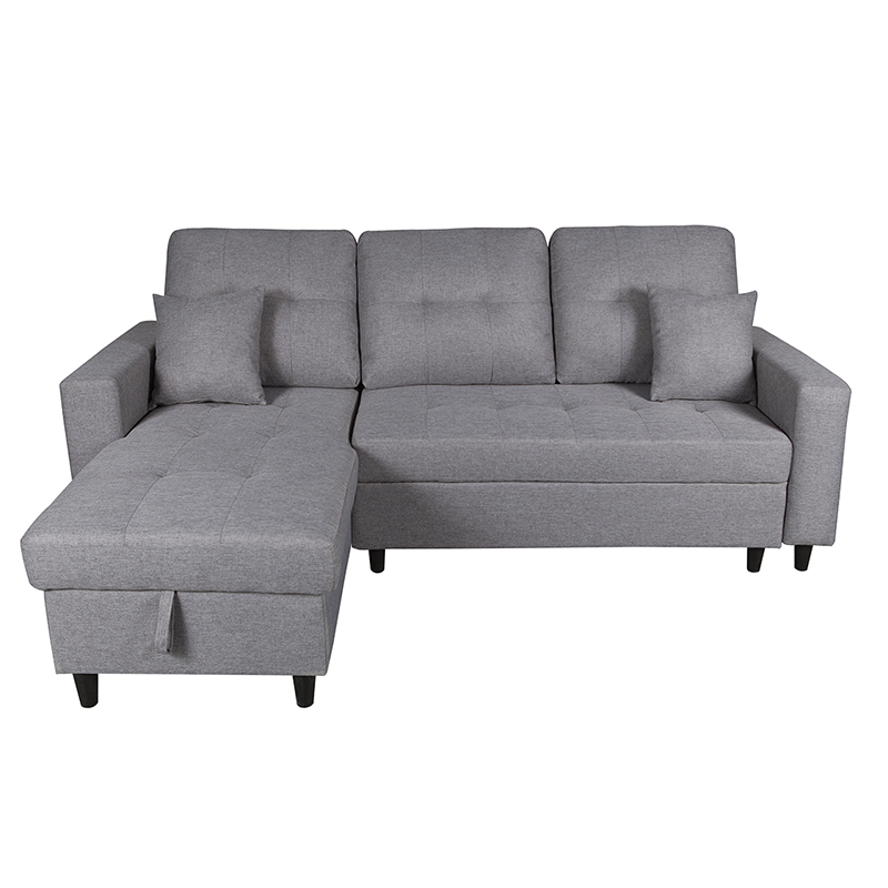 SOFÁ CHAISE LONGUE DE 3 PLAZAS CON ARCÓN MULTIUSOS - TELA MALMO GRIS