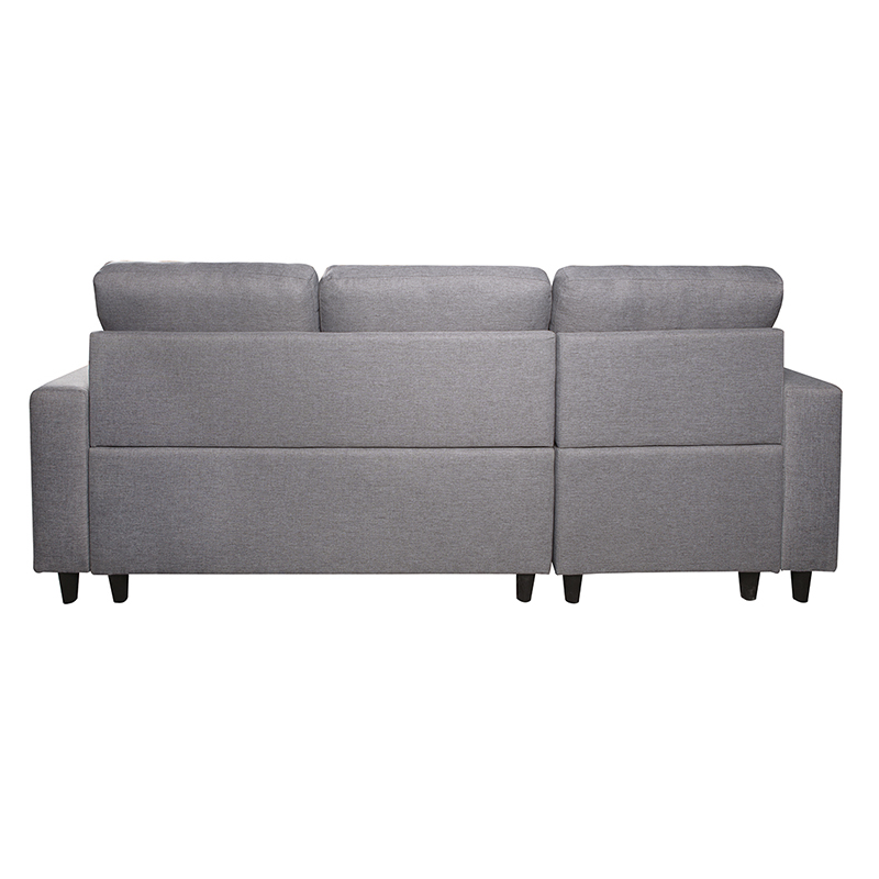 SOFÁ CHAISE LONGUE DE 3 PLAZAS CON ARCÓN MULTIUSOS - TELA MALMO GRIS