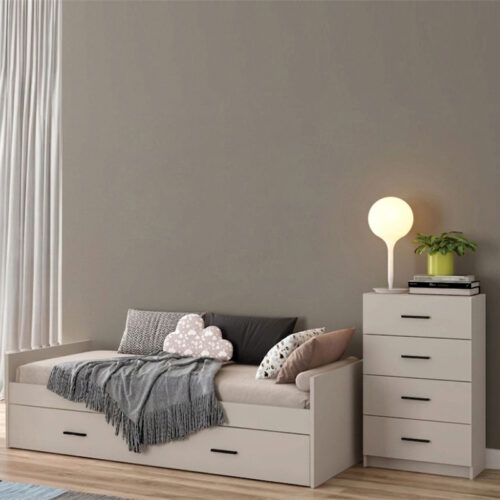 CONJUNTO JUVENIL MODERNO - CAMA NIDO CON FRONTAL Y SINFONIER DE 4 CAJONES