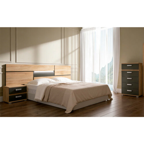 CONJUNTO DORMITORIO - CABECERO LED+ 2 MESITAS