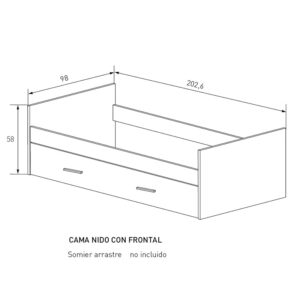CONJUNTO JUVENIL MODERNO - CAMA NIDO CON FRONTAL Y SINFONIER DE 4 CAJONES