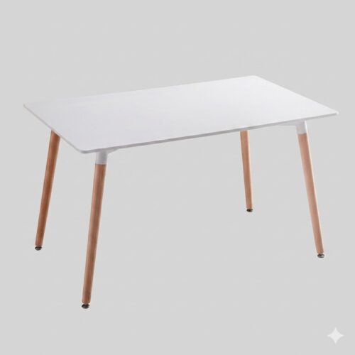 MESA-PISO-COMPLETO MESA DE COCINA NÓRDICA - TAPA MATE Y PATAS DE MADERA MACIZA