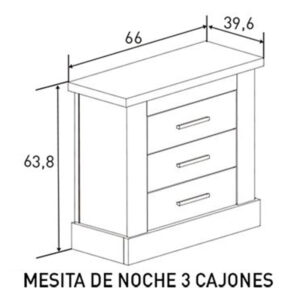 MESITA-3C-CAMBRIAN-MEDIDAS MESITA DE NOCHE DE 3 CAJONES - MODELO CAMBRIAN-BLANCO