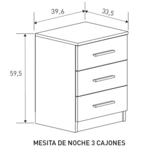 MESITA DE NOCHE DE 3 CAJONES - DISEÑO NÓRDICO MAUVELLA