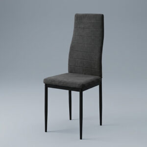 SILLA-NEGRA CONJUNTO DE COMEDOR - MESA DE CRISTAL TEMPLADO Y 4 SILLAS TAPIZADAS