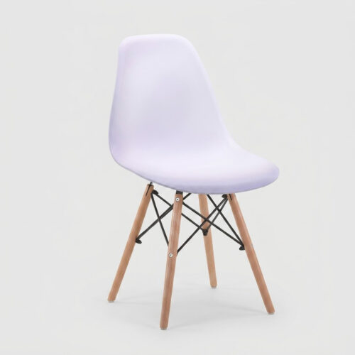 SILLA-CAMARNADI-BLANCA SILLA DE DISEÑO NÓRDICO CON ASIENTO DE RESINA Y PATAS DE MADERA
